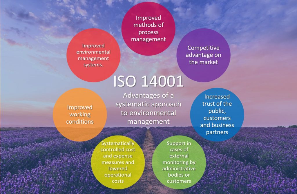 Advantages of a systematic approach to environmental management: improved methods of process management, competitive advantage on the market, increased trust of the public, customers and business partners, support in cases of external monitoring by administrative bodies or customers, systematically controlled cost and expense measures and lowered operational costs, improved working conditions, improved environmental management systems.